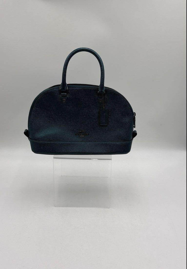 Coach Metallic Blue Teal Leather Sierra Dome Satchel Handbag F22315 COA