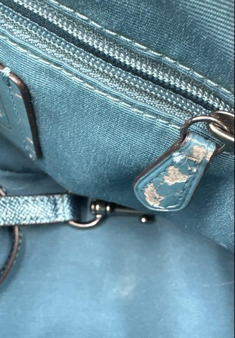 Coach Metallic Blue Teal Leather Sierra Dome Satchel Handbag F22315 COA