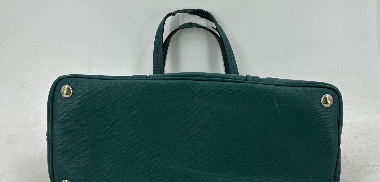 Coach Teal Green Bleecker Leather Dome Satchel Bag Silver Hardware COA