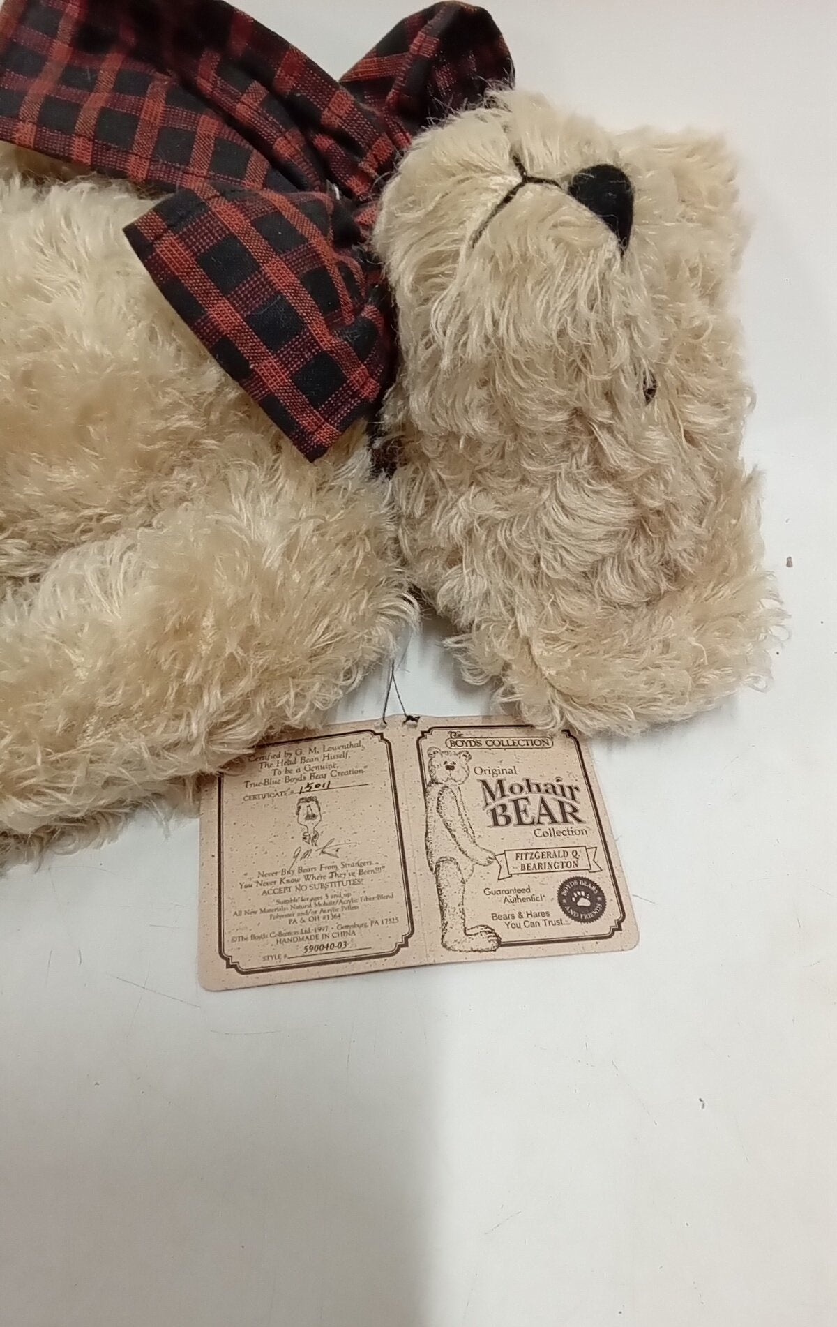 Boyds Collection Fitzgerald Q. Bearington Mohair Bear Limited Edition