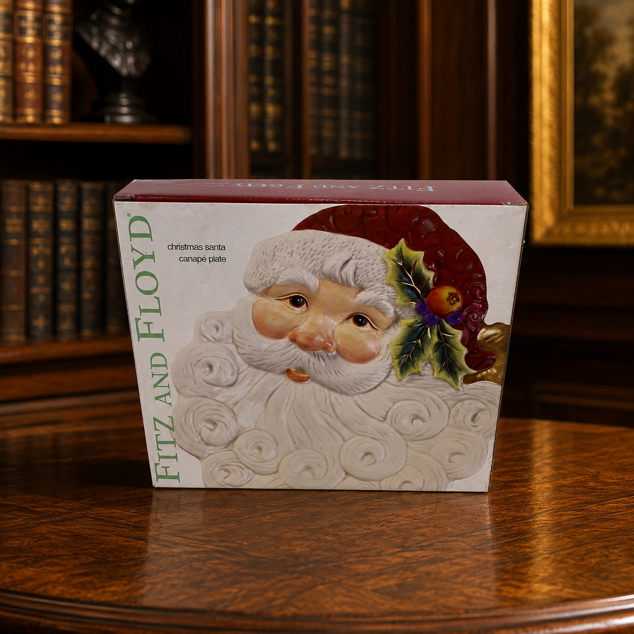 Fitz and Floyd Essentials Hand-Painted Santa Canapé Plate in Box