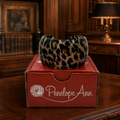 Penelope Ann Nakura Cat Leopard Print Resin Statement Cuff Bracelet 1.6" Wide