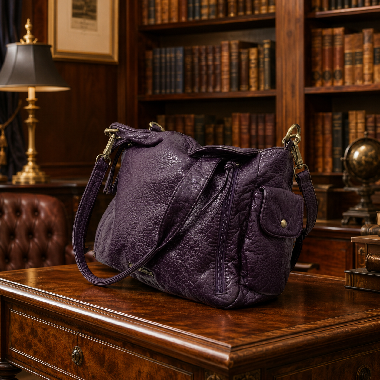 Montana West Purple Embossed Vegan Leather Satchel with Crossbody Strap