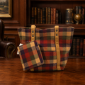 Longaberger Tan/Multi Checkered Small Tote Bag W/Wallet