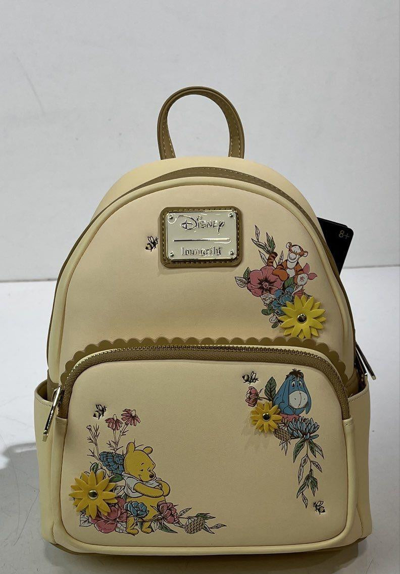 Loungefly Disney Winnie the Pooh Floral Faux Leather Mini Backpack Purse