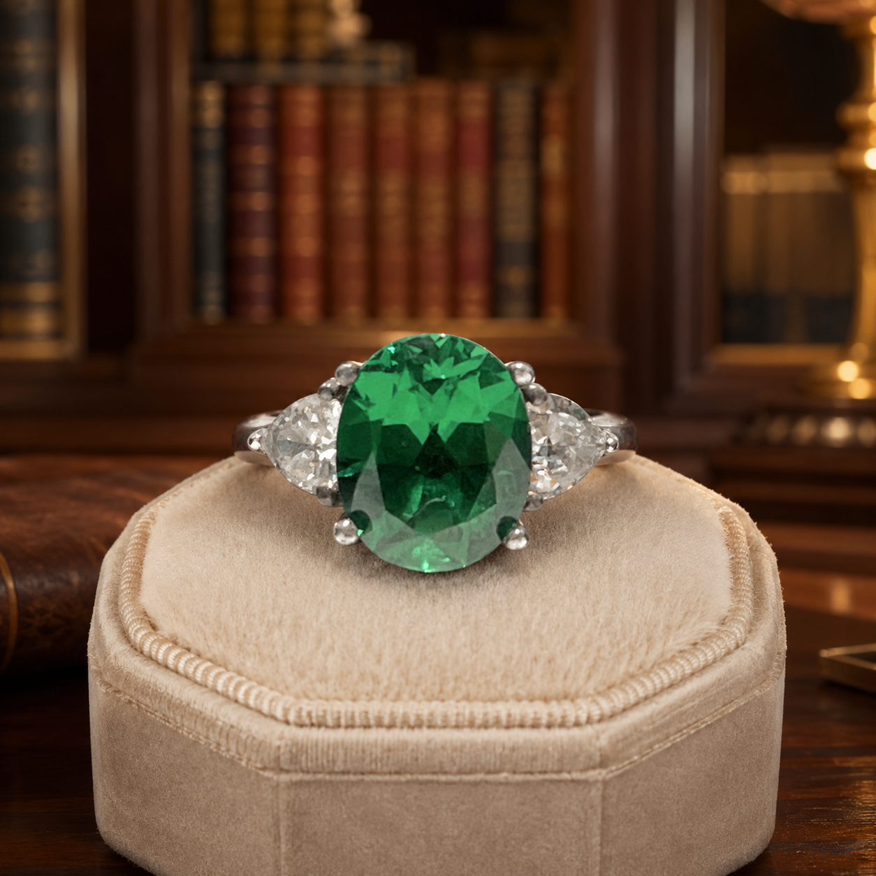 4.4g 925 Silver Green CZ Ring Size 6