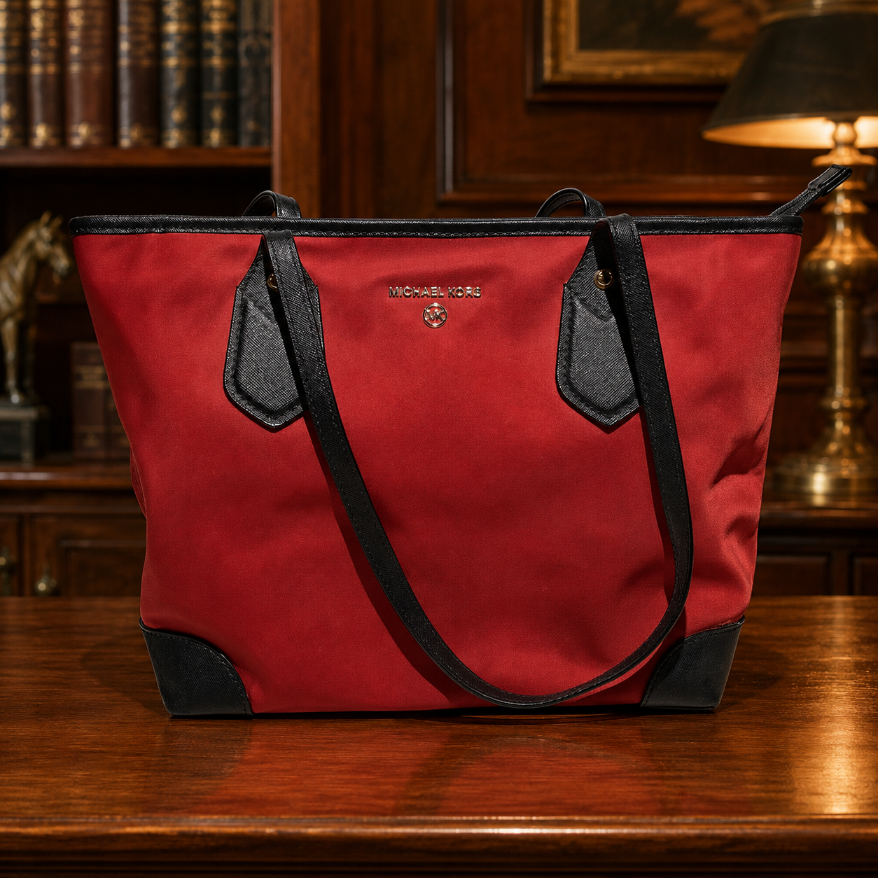 Michael Kors Red Tote Bag with Black Trim