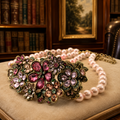 HEIDI DAUS Gold Tone Flower Show Statement Necklace Pink Multicolor approx 19in