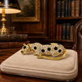 80's Georgio Gold Tone & Rhinestone Leopard Brooch