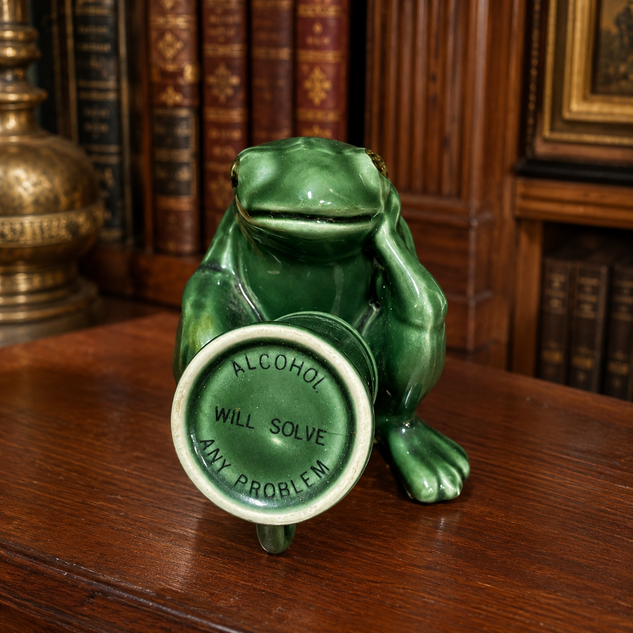 Scotty Vintage Green Ceramic Frog Figurine & Shot Glass Mug Set 2 Pc Novelty
