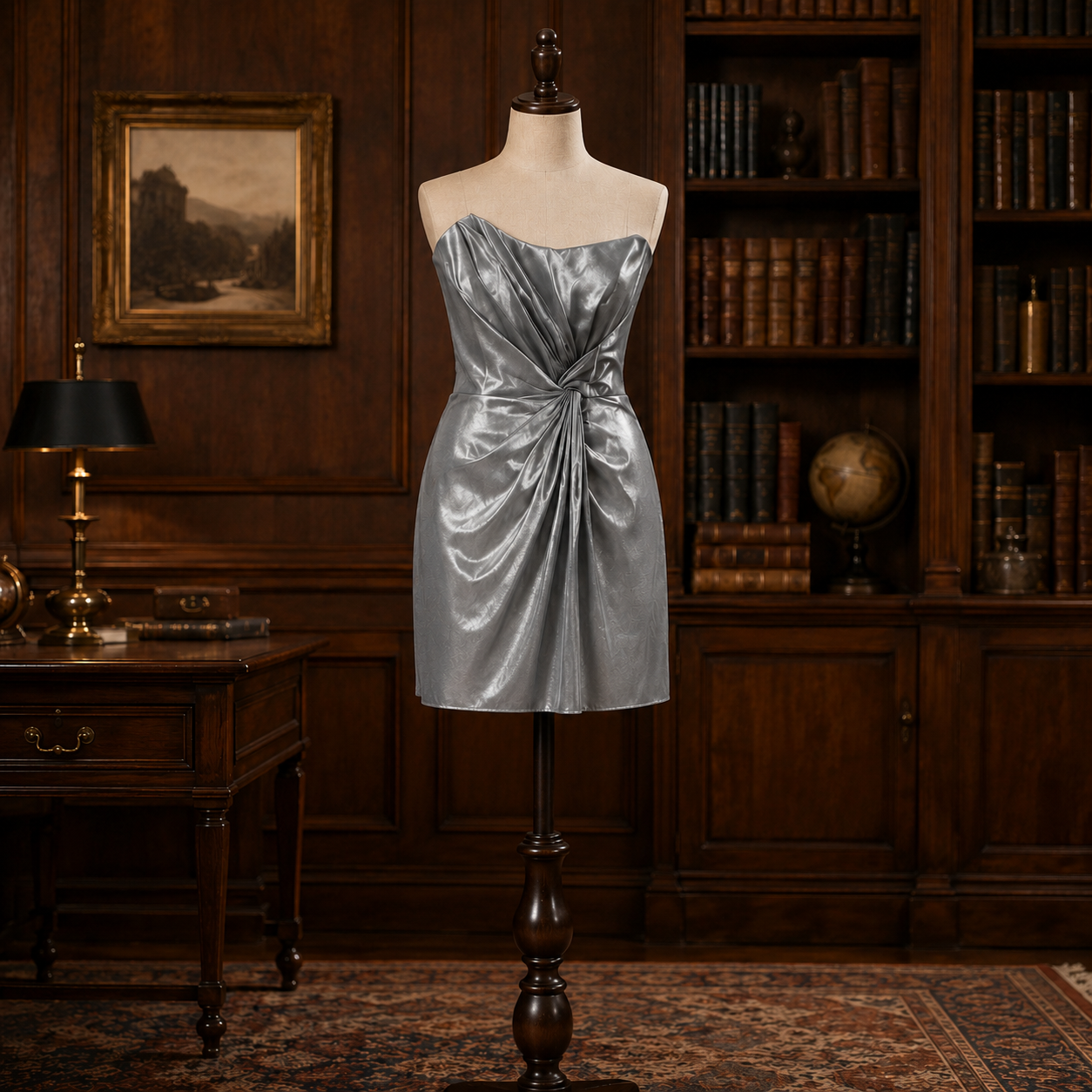David’s Bridal Gray Satin Cocktail Dress Size 14, Short Bridesmaid Formal Dress