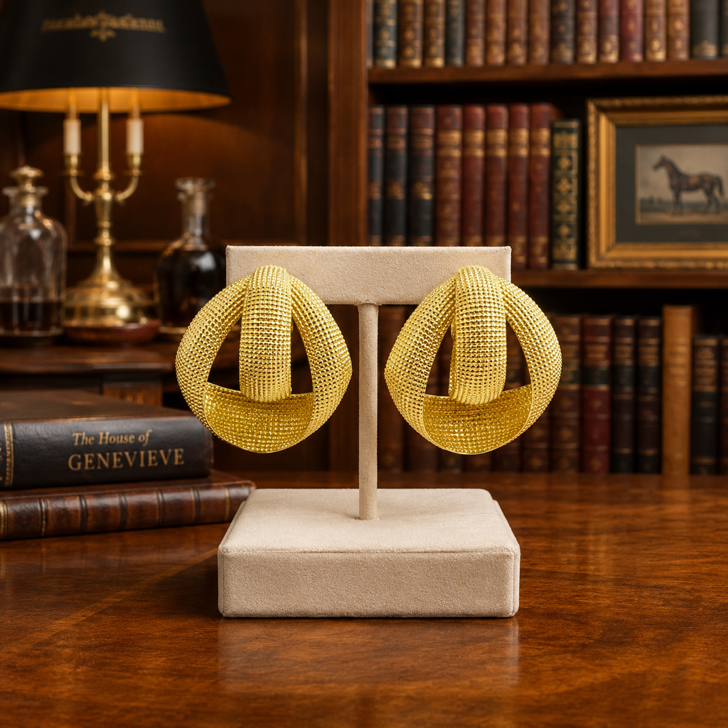 Norma Jean Gold Tone Textured Ribbon Clip On Statement Earrings