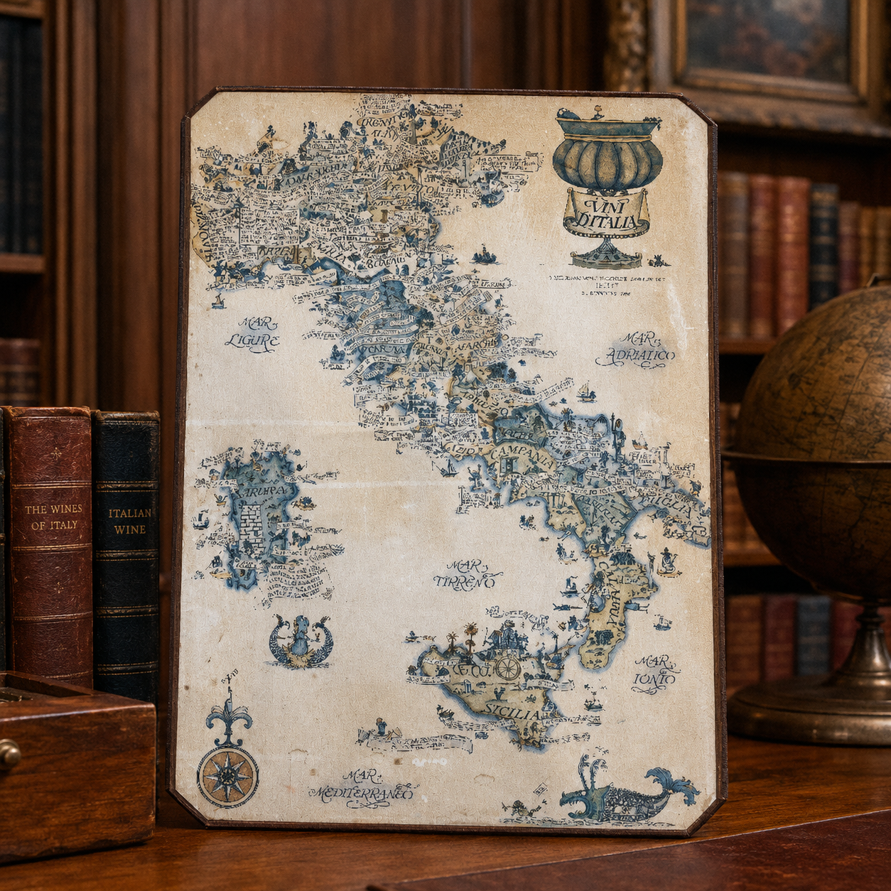1976 Vini d'Italia Wine Map of Italy by Oscar Conti