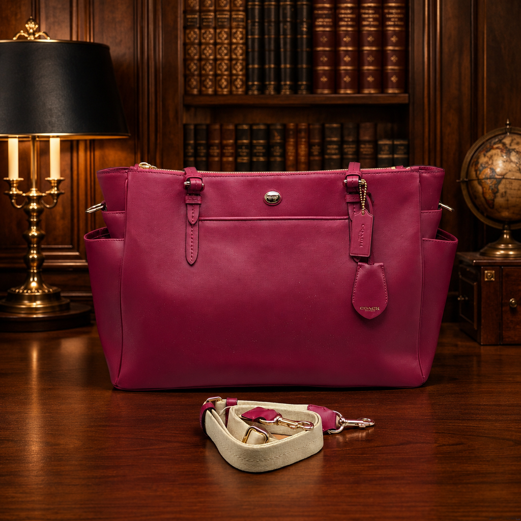 Authentic Coach Berry Crossgrain Leather Peyton Multifunction Diaper Bag