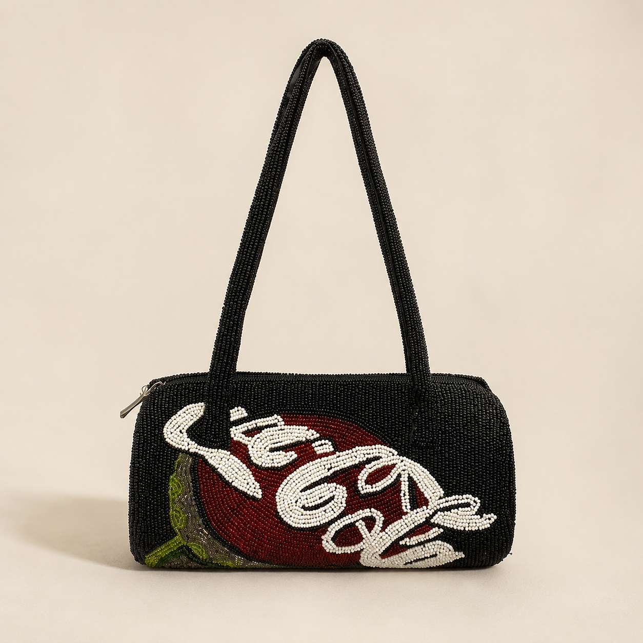 Vintage Coca-Cola Black/Red/Green Beaded Fabric Shoulder Bag Handbag/Purse