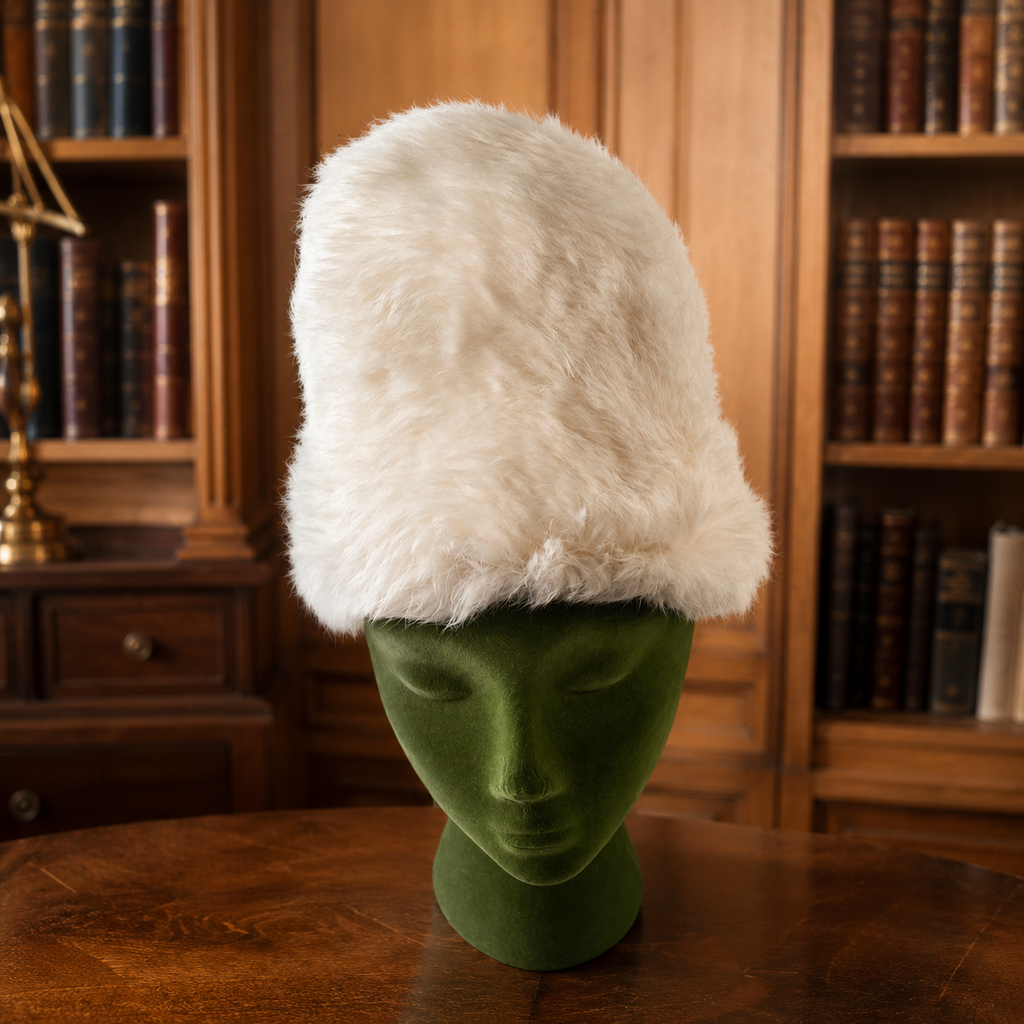 Lion White Faux Fur Style Hat Size Regular with Box