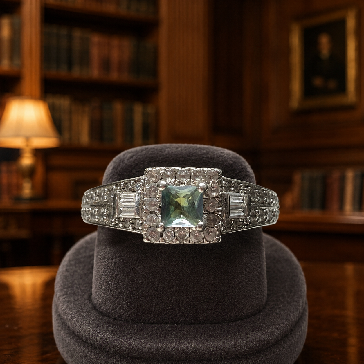 Bomb Party 925 Silver Blue CZ Ring Size 7, 3.1g