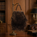 Small Brown Handbag With Beaded Tassels
