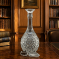 Vintage Clear Glass Diamond Cut Geometric Barware Liquor Decanter With Stopper