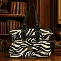 Dooney & Bourke Black & Cream Zebra Print Satchel Handbag