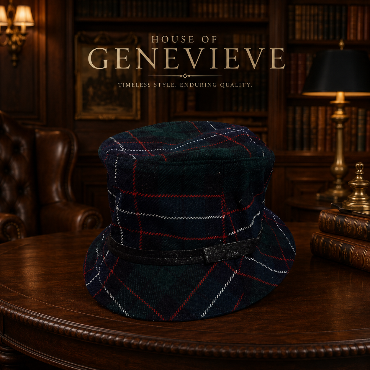 Coach Women's Green Tartan Plaid Hat Size Small with Authentication Paperwork