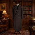 Men's Double Breasted Dark Brown Overcoat [F50444]