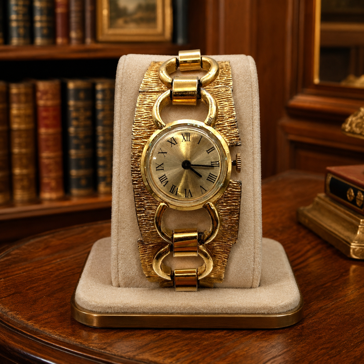 Vintage MCM Rhapsody Royale Gold Tone 17 Jewels Chunky Women's Watch 48.7g