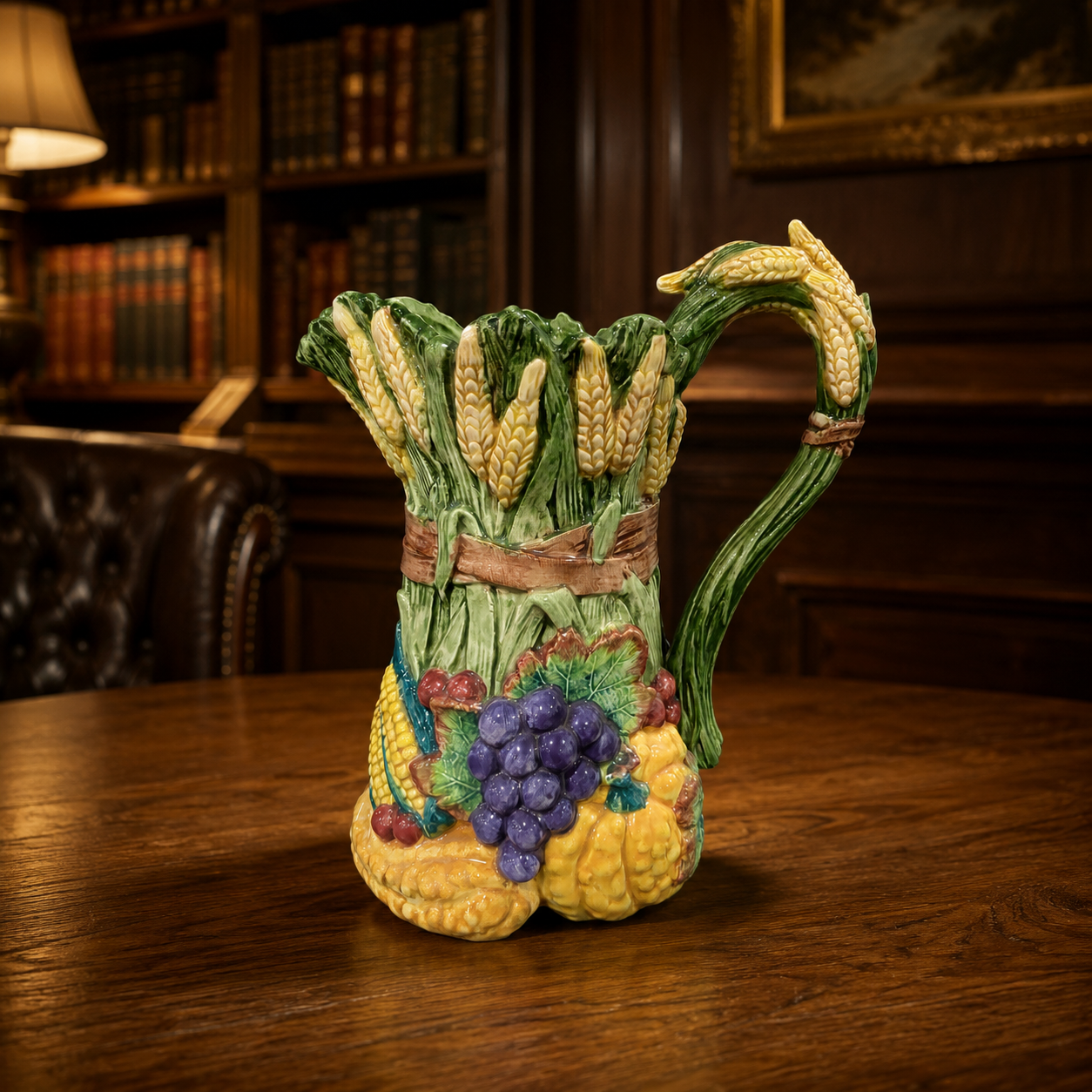 Vintage Fitz & Floyd 1995 Harvest Home Ceramic Pitcher, 8 Inch