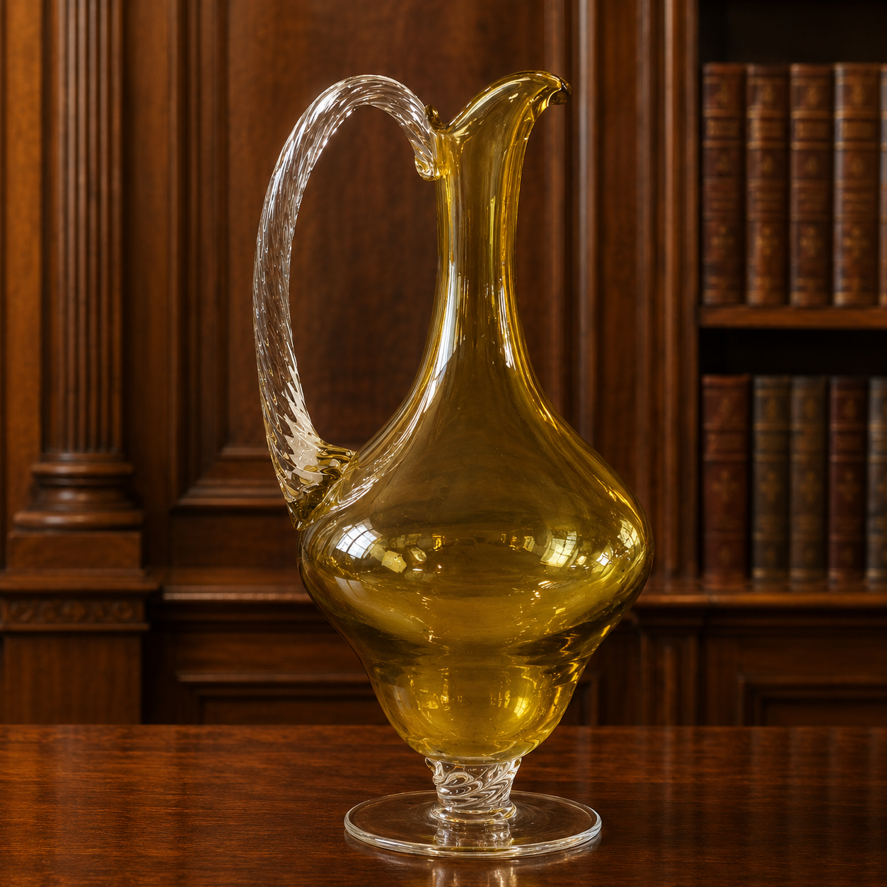Vintage Mid-Century Modern Amber Blown Glass Decanter