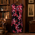 Lauren Ralph Lauren Multicolor Floral Surplice Neck Sheath Womens Dress Size 12