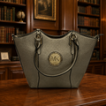 Michael Kors Fulton Metallic Bronze Pebbled Leather Shoulder Bag with Gold Hardware