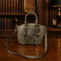 Michael Kors Womens Faux Leather Python Print Gold Hardware Satchel Bag