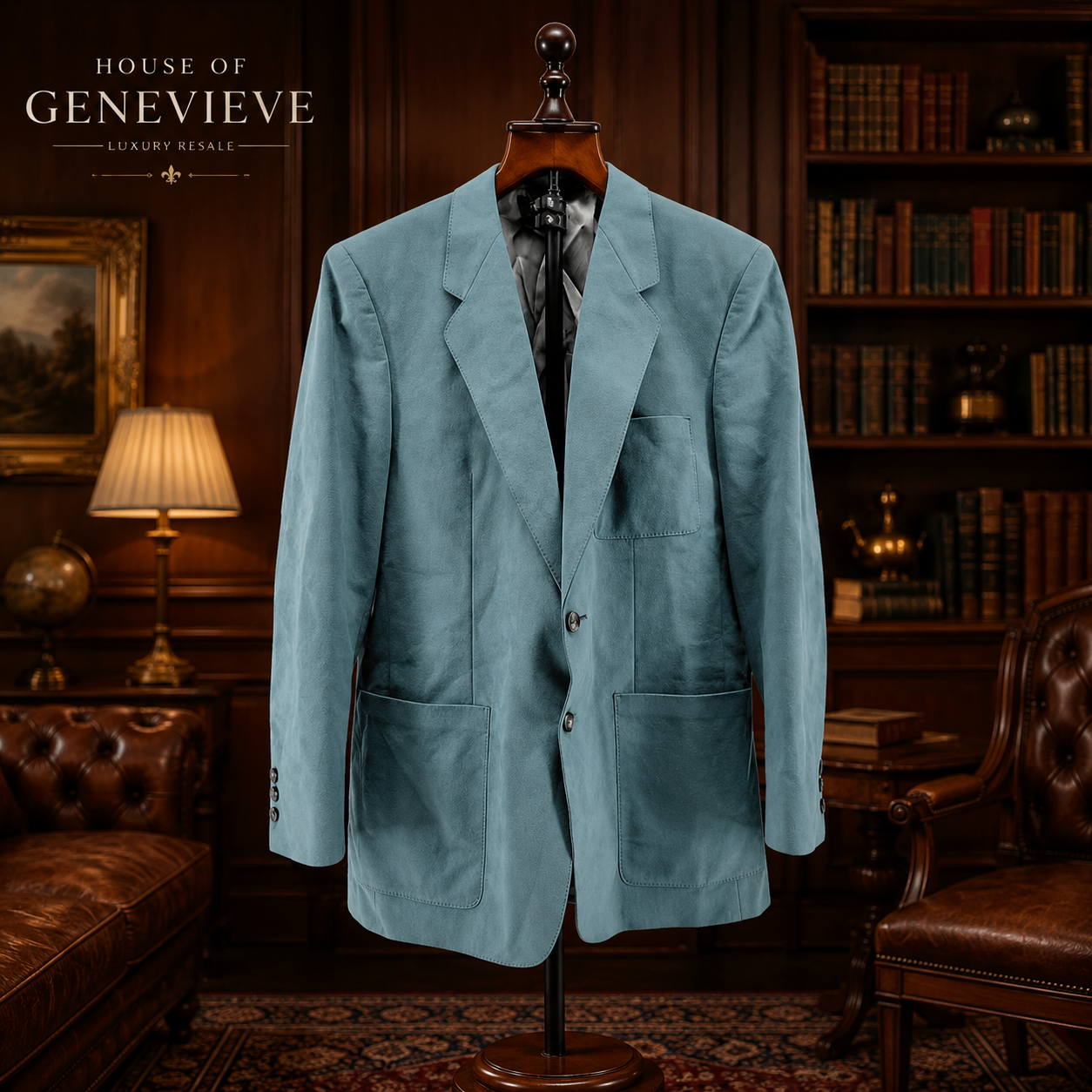 Milano Clothing Pierone's Men's Blazer Jacket, Blue-Green Polyester, Size 40