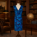 Lauren Ralph Lauren Blue Floral Faux Wrap Dress [I50608]