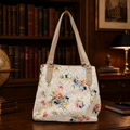 Floral Print Tote Bag with Beige Straps | Unbranded Polyester Shoulder Bag