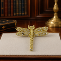 Vintage Swarovski Gold Plated Crystal Dragonfly Brooch Figural Pin for Repair