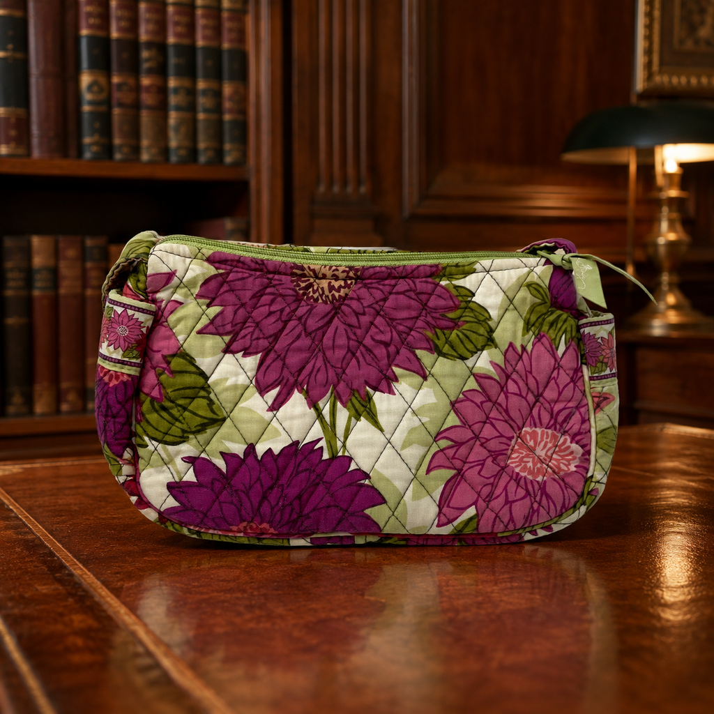 Vera Bradley Womens Multicolor Hello Dahlia Floral Print Quilted Shoulder Bag