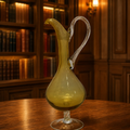 Vintage Amber Glass Decanter Pitcher with Twisted Clear Handle
