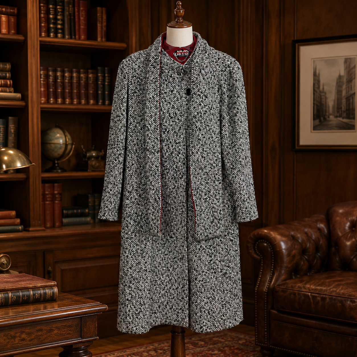 Vintage 80s New York Girl Herringbone Overcoat ILGWU Made in USA Size 12