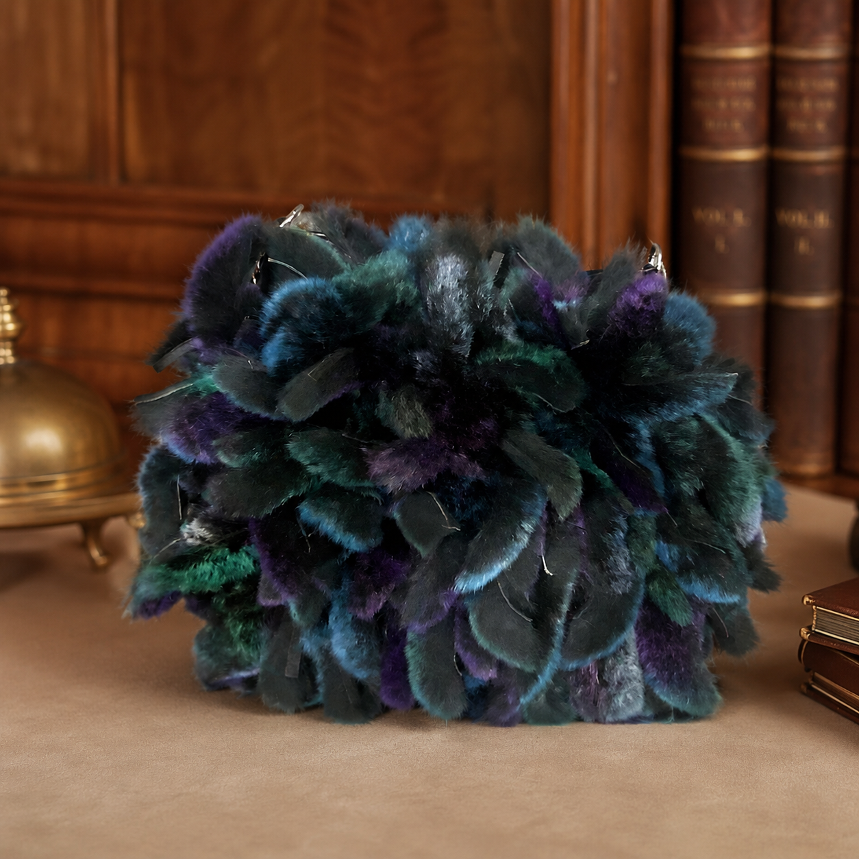 Cedric’s Blue Purple Feather Clutch | Textured Statement Evening Bag