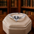 Vintage Style 925 Silver Heart Gemstone Promise Ring Size 6 | Sterling Silver Romantic Ring