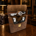 Vintage Leather Portable Bar Set with Cocktail Accessories, Travel Liquor Case Barware Kit