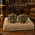 Gold-Tone Mosaic Glass Flower Clip-On Earrings, Black & Multicolor