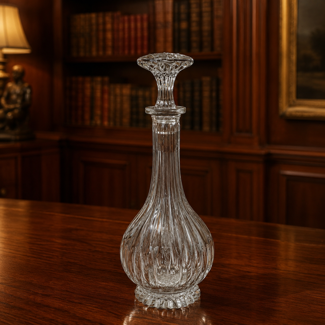 Vintage Mikasa Crystal Cut Clear Glass Mid 20th Century Decanter With Stopper