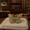 Swarovski Gold Tone Multi-Color Crystal Enamel Butterfly Brooch Pin