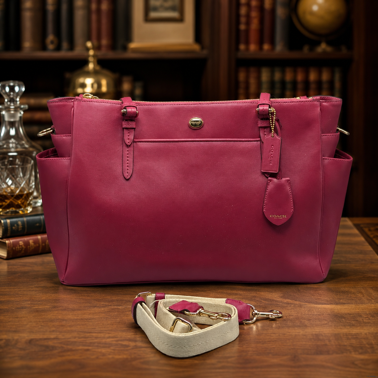 Coach Peyton Berry Crossgrain Leather Multifunction Bag