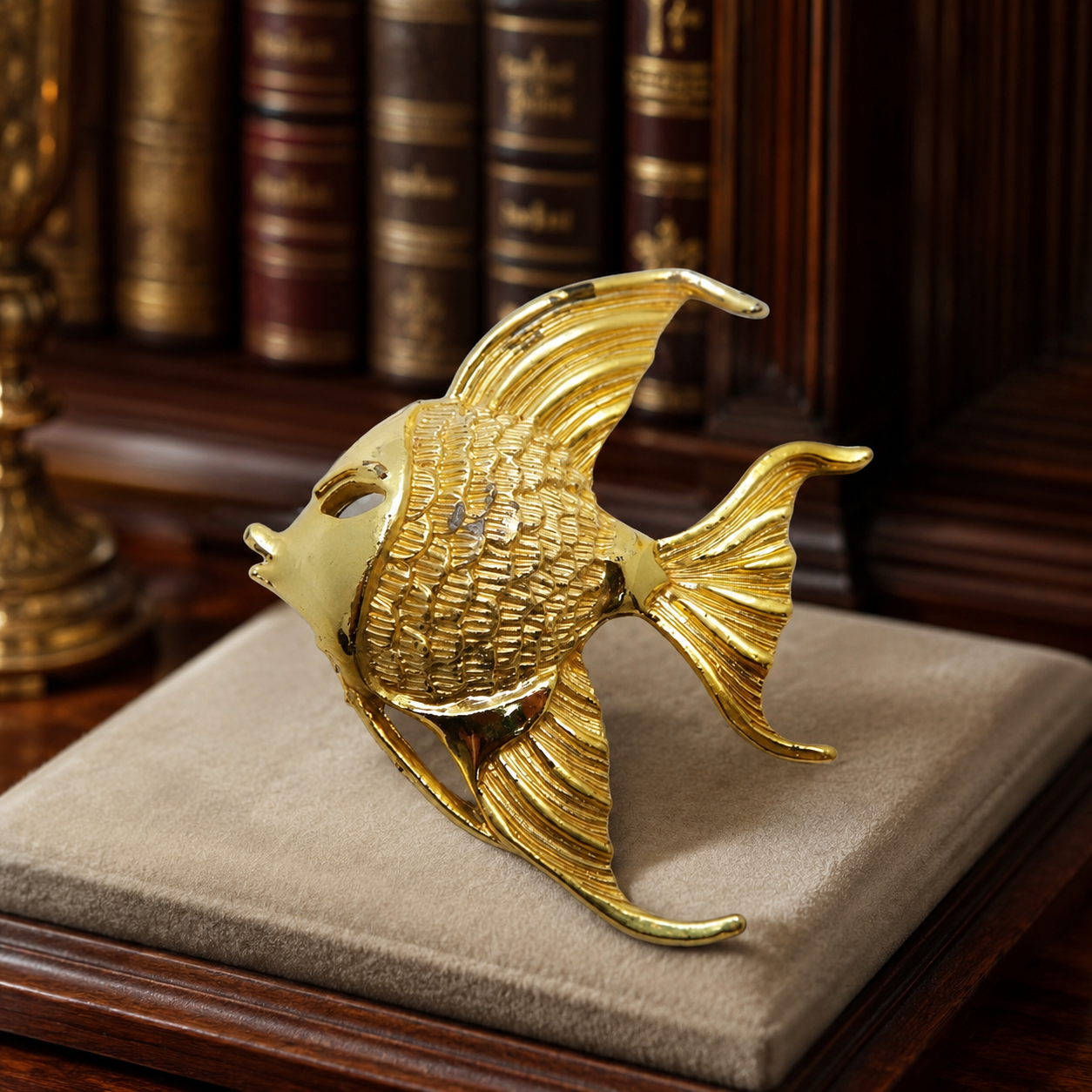 Vintage Gold Tone Angel Fish Brooch