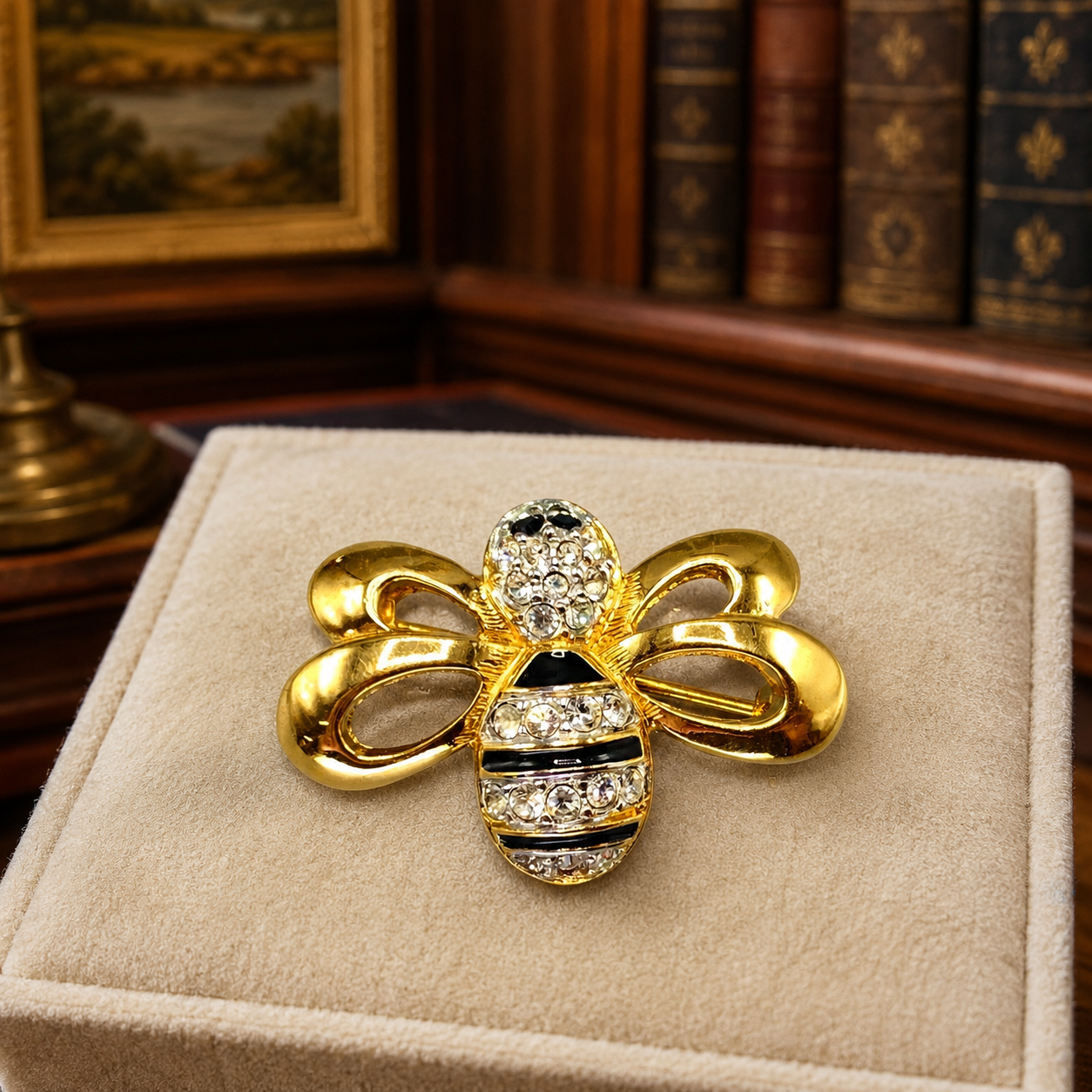 Swarovski: Goldtone Bee Brooch