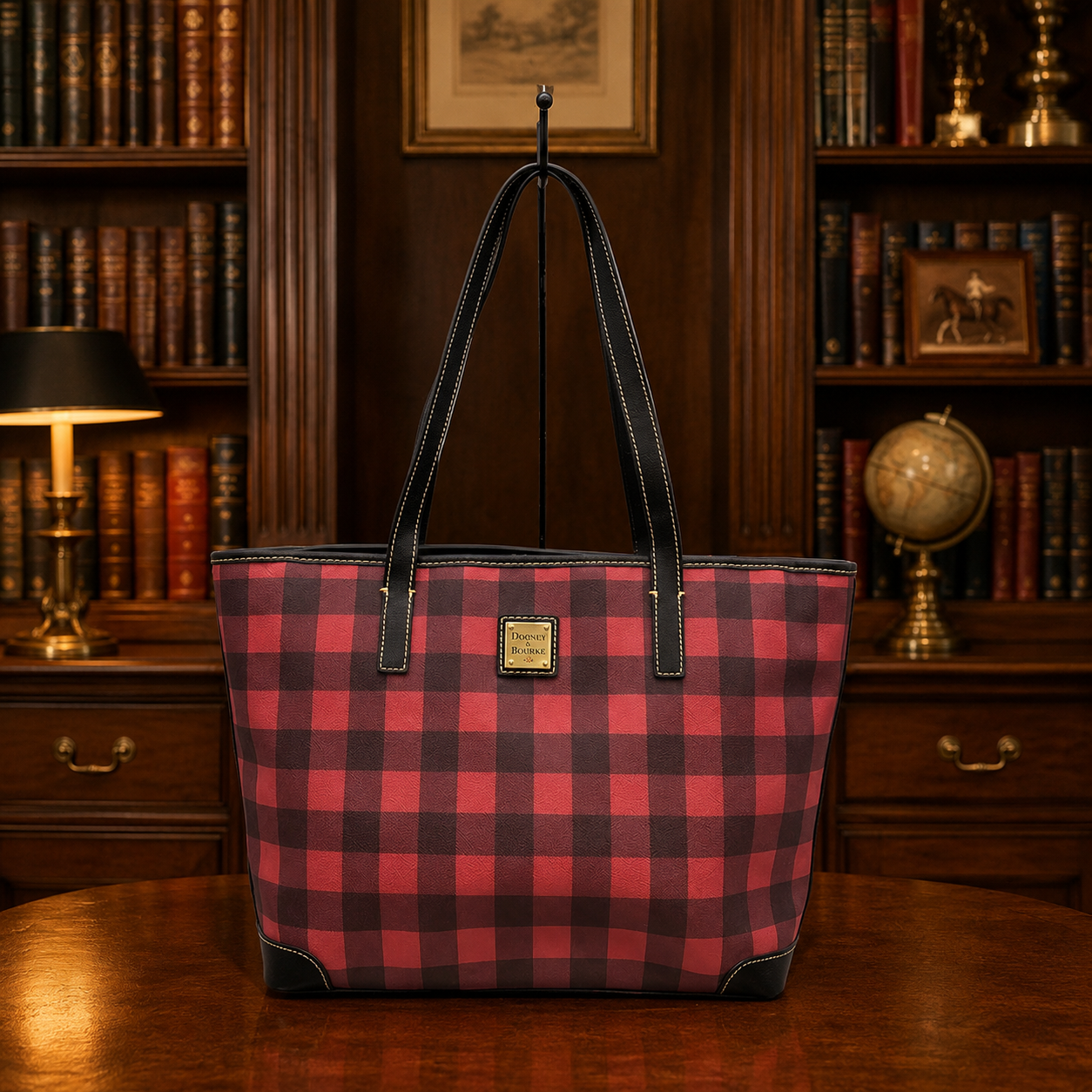 Dooney & Bourke Red/Black Coated Canvas Tote/Shoulder Bag Handbag/Purse