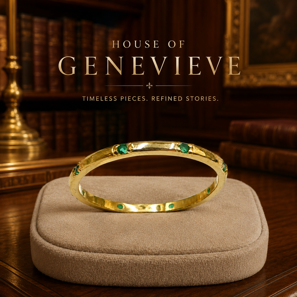 925 Silver Gold Tone Green Glass Eternity Band Ring Size 6.5 .96g